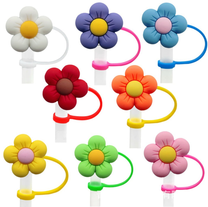 Wholesale New Colorful Flower Series Straw Cap Creative DIY Straw Stopper Reusable Straw Decorative Straw Cover
