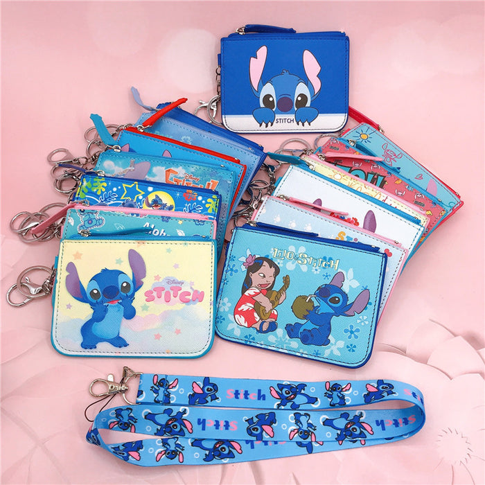 Wholesale PU Cartoon Printing with Key Chain Lanyard Card Holder Coin Purse JDC-WT-YaLL017