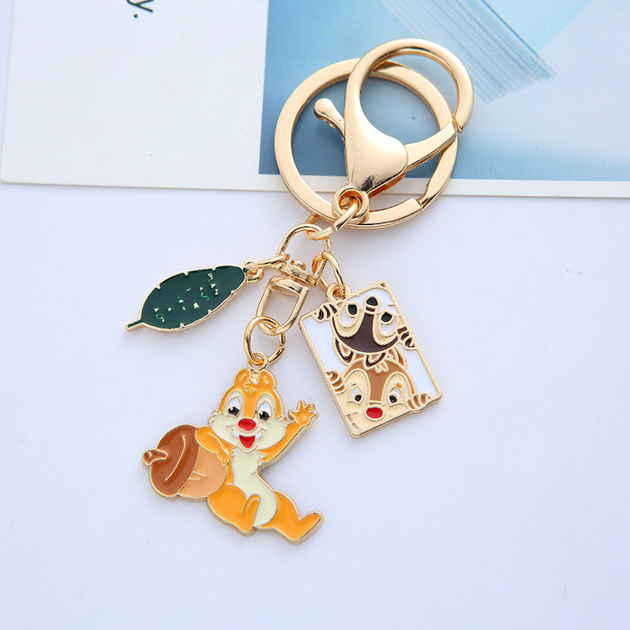 Wholesale Creative Cartoon Squirrel Metal Keychain Cute Animation