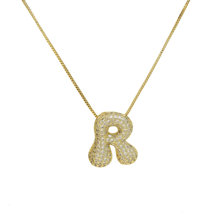 Wholesale 18k Brass Zircon 6 English Letters Pendant Necklace JDC-NE-BaiYi012