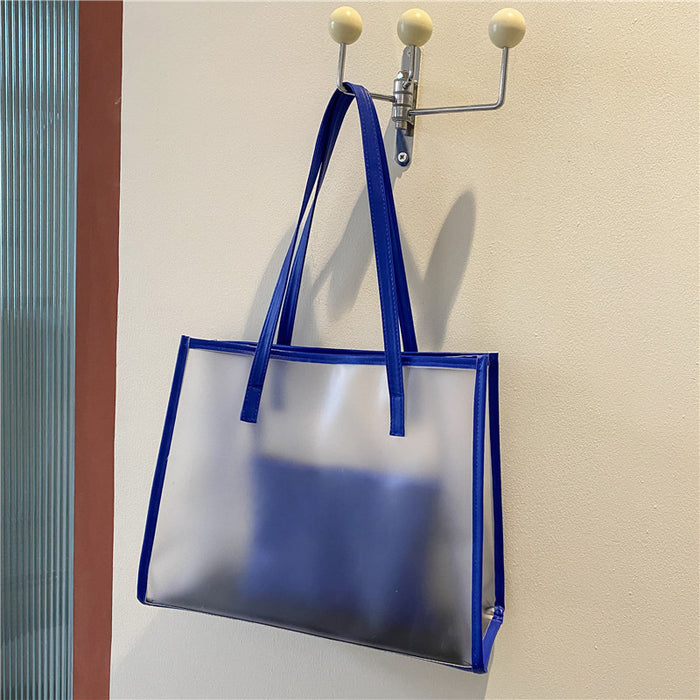 Wholesale Fashionable large capacity transparent single shoulder tote bag handbag