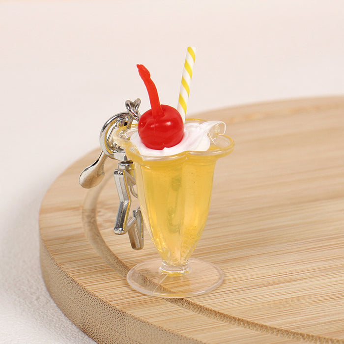 Cream Glue Dessert Cup Beverage Cup Keychain Simulation Ice Cream Drink Food Pendant