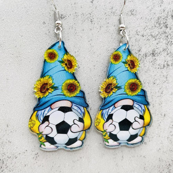 Wholesale football acrylic earrings lovely U-shaped leopard print earrings sports earrings jewelry
