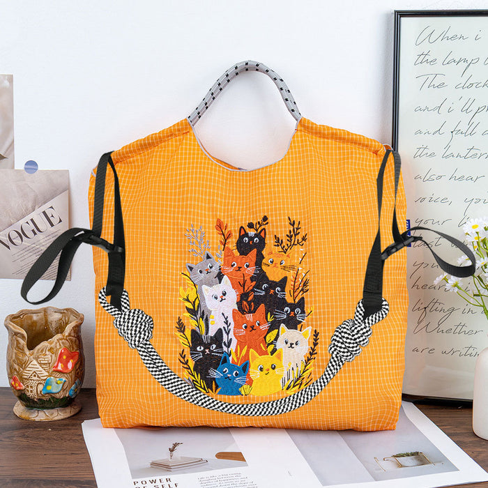 Wholesale Canvas bag embroidery shopping bag tote bag large capacity bag women' s handbag crossbody bag