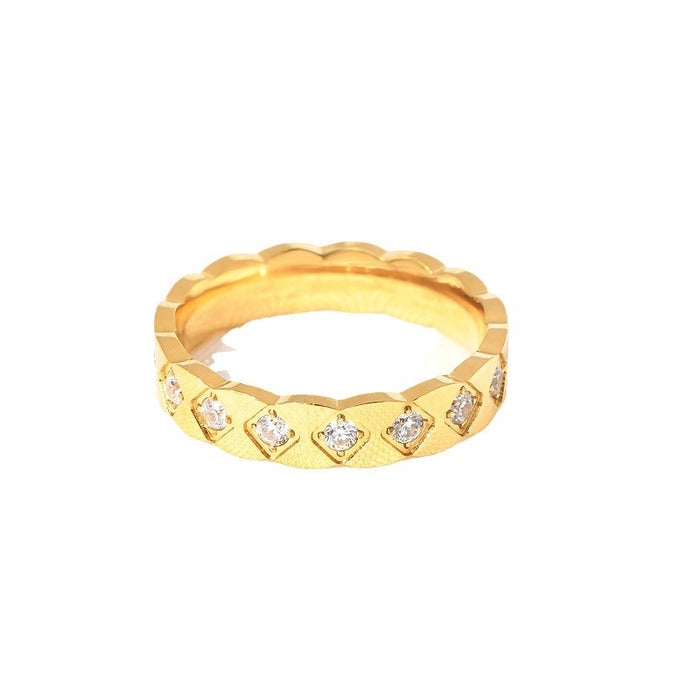 Wholesale Simple Niche Rhombus Micro-Set Diamond Multi-Color Ring