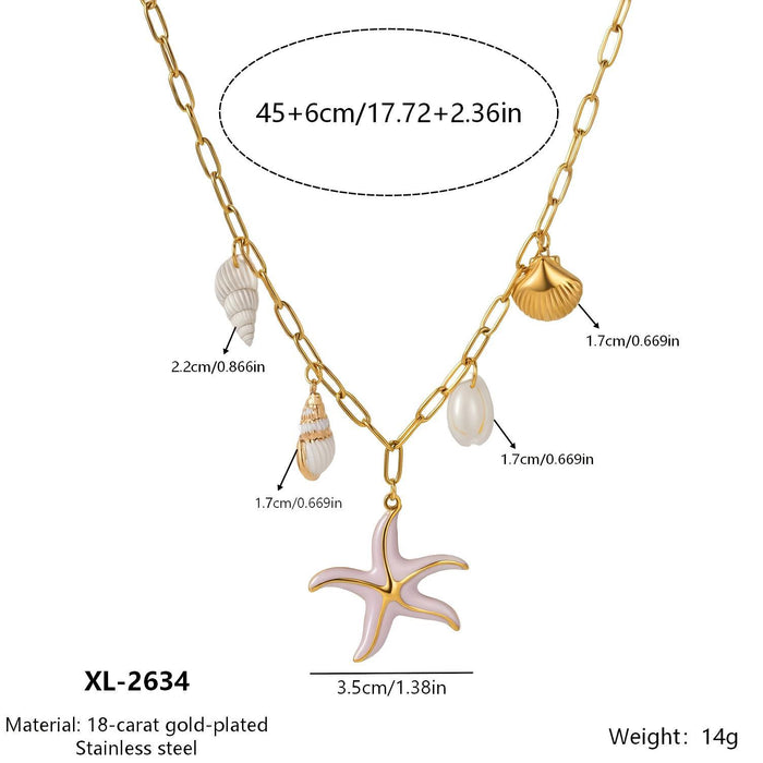 Wholesale Shell Starfish Pearl Stainless Steel Necklace