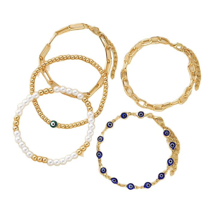Wholesale Evil Eye Beaded Pearl Bracelet