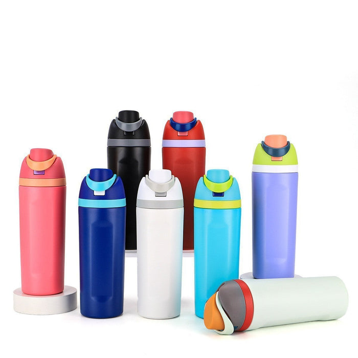 Wholesale Cartoon fruit cup stainless steel thermos cup large capacity portable double drinking cup outdoor sports kettle