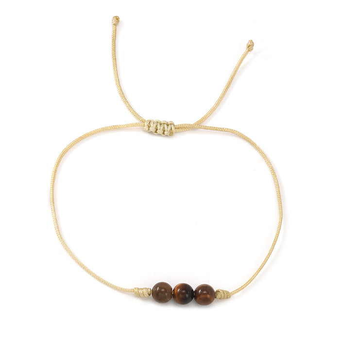 Wholesale Trendy Summer Resort Layered Bracelet In Blue Handmade Tiger Eye Stone With Metal Wave Unisex Gift