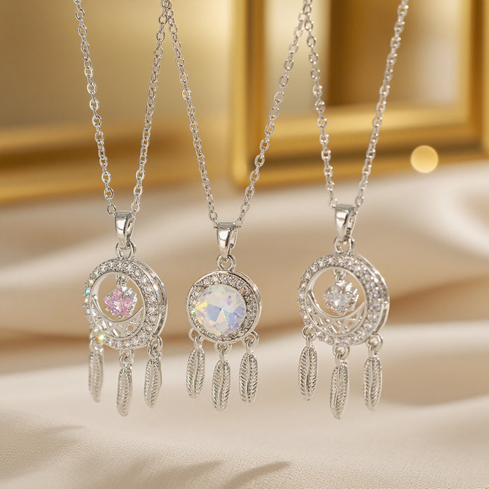 Wholesale Stainless Steel Dreamcatcher Collarbone Necklace Geometric Jewelry Gift MOQ≥2