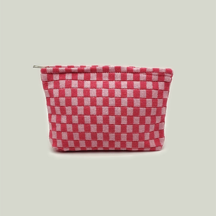 Wholesale Knitted Checkerboard Large-Capacity Knitted Cosmetic bag