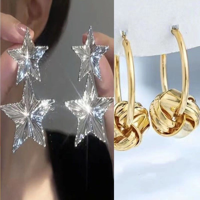 Wholesale Alloy Style Five-pointed Star Earrings JDC-ES-WuN006