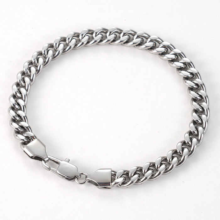 Wholesale Simple stainless steel double-sided grinding chain, double-sided Cuban chain bracelet, personalized, trendy and versatile
