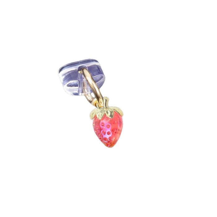Wholesale Acrylic realistic 3D strawberry pendant dust plug