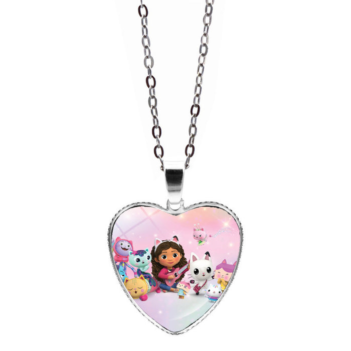 Wholesale Anime Gabby's Dollhouse Love Necklace Jewelry Girl Gift Cartoon Heart Pendant Sweater Chain JDC-NE-JY004