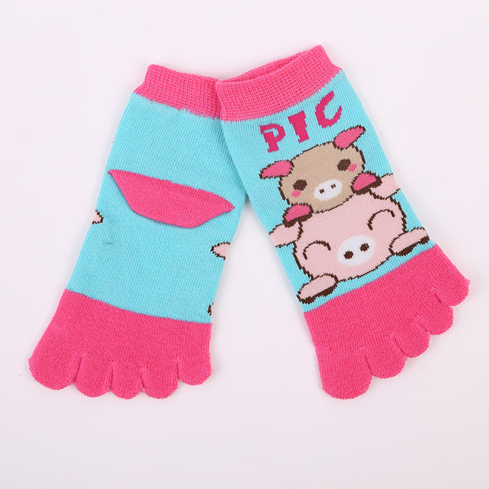 Wholesale Children' s Socks Cartoon Elephant Short Socks Cotton Sports Sweat-Absorbent Breathable Multi-Color Split-Toe Socks