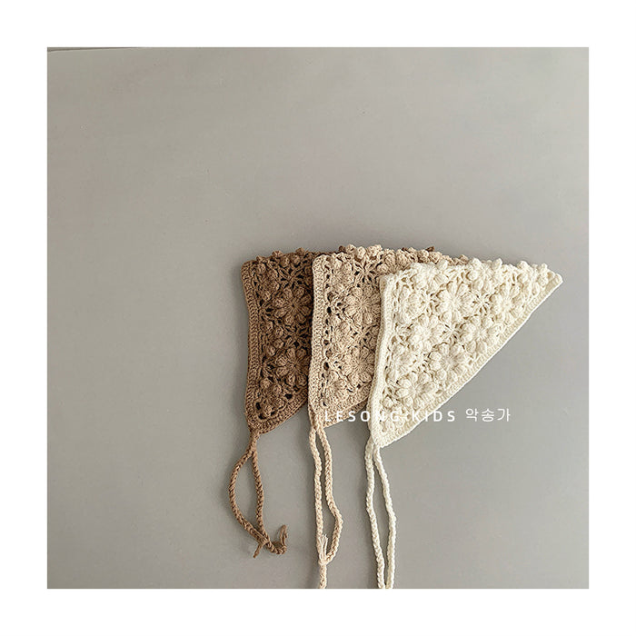 Wholesale Knitted Hollow Gook Triangle Hair Belt Children's Headscarf Cap Trendy