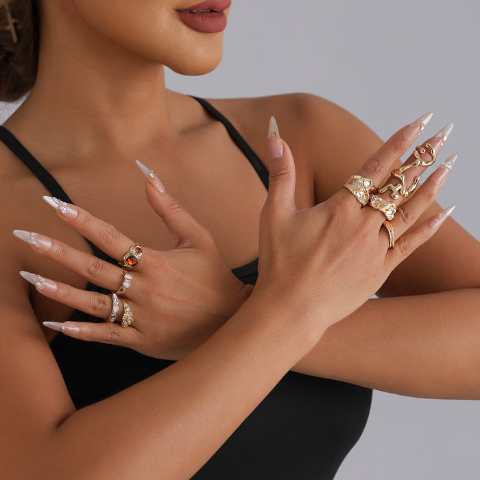 Wholesale Metal diamond-studded ring