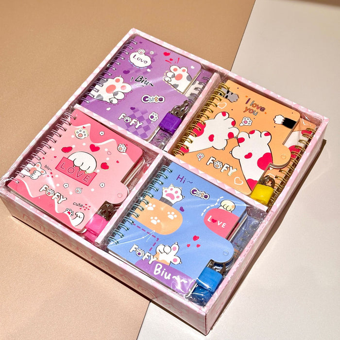 Wholesale Kitten Coil with Lock Coil Book Cute Cartoon A7 Loose-leaf Notepad