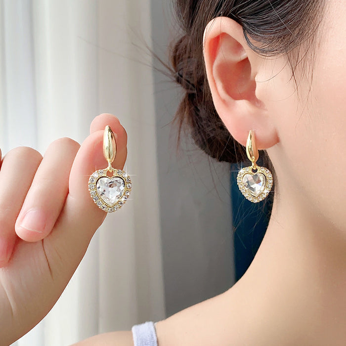 Wholesale love diamond earrings S925 silver needle  ear jewelry women