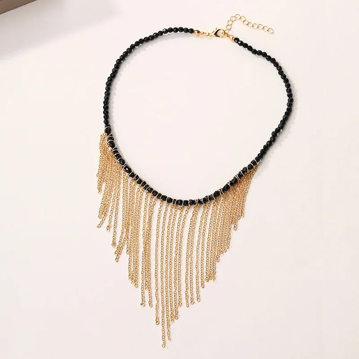 Wholesale Exaggerated jewelry, bead chain pendant, personalized niche chain, tassel necklace