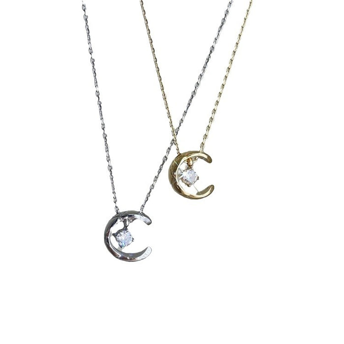 Wholesale Titanium Steel Diamond Water Moon Necklace JDC-NE-Xiango007