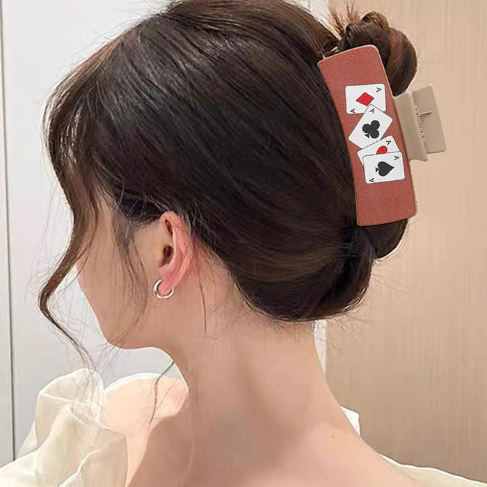 Wholesale Western Denim Style Vintage Poker Hairpin Leather Printed Shark Clip Clip