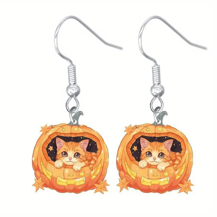 Wholesale Owl Magic Hat Cat Halloween Earrings JDC-ES-Zhanh008