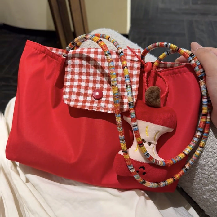 Wholesale Denim Portable Small Storage Bag Underarm Bag Black Plaid Shoulder Bag