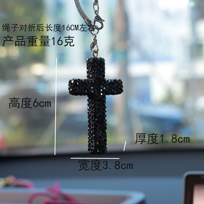 Wholesale Simple Black Rhinestone Cross Car Hanging Ornament Interior Decoration Gift