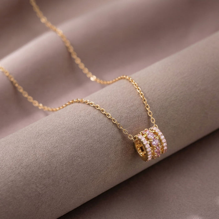 Wholesale Trendy Titanium Steel Gold Plated Choker Necklace with Zircon Fashion Jewelry Accessory MOQ≥2