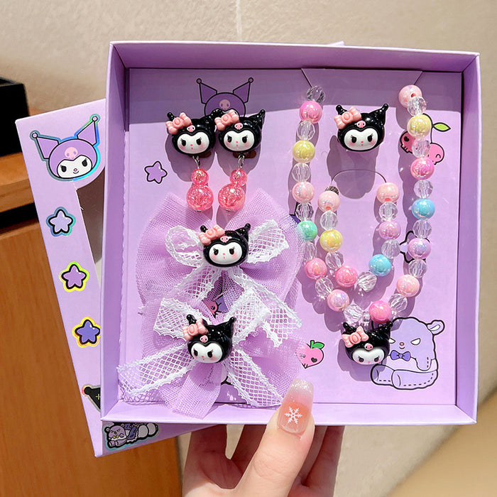 Wholesale Children's Sanrio Jewelry Gift Box Set Little Girl Necklace Ring Baby Hair Accessories Earrings Girls Hairpin Accessories JDC-NE-Zaix001