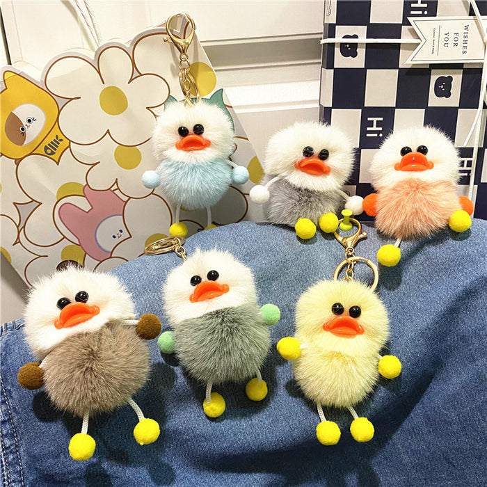 Wholesale Duck keychain cute plush student bag pendant cartoon elf car keychain accessories