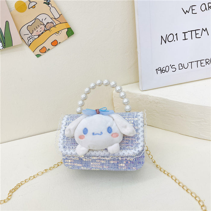 Wholesale PU Sequin Children's Accessories Bag Pearl Portable Shoulder Crossbody Bag JDC-SD-GM004