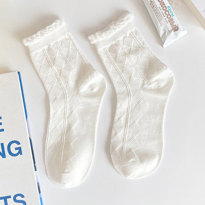 Wholesale Socks, thin, cute college cotton, solid color, mid tube socks