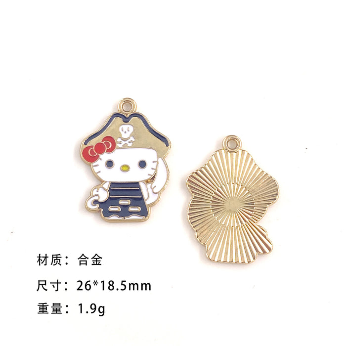 Wholesale 10pcs Cute personality cat cartoon collection alloy oil drop earrings pendant keychain pendant jewelry accessories