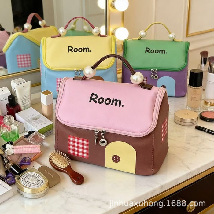 Wholesale Solid Color Leather Cosmetic Bag with Large Capacity Accessory MOQ≥2