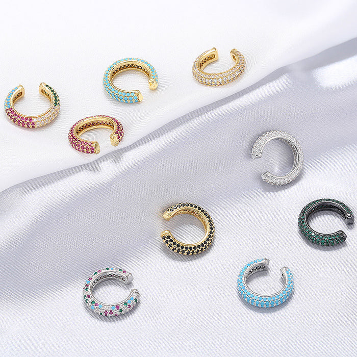 Wholesale Gold Plated Copper Ear Cuff with Colored Zircon Simple Style Fashion Accessory MOQ≥2