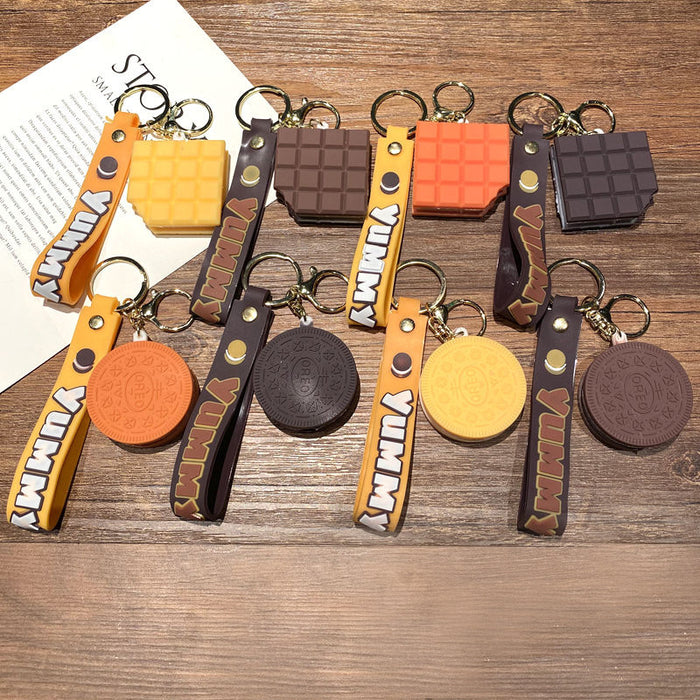 Wholesale Biscuit keychain school bag pendant cute creative couple bag pendant