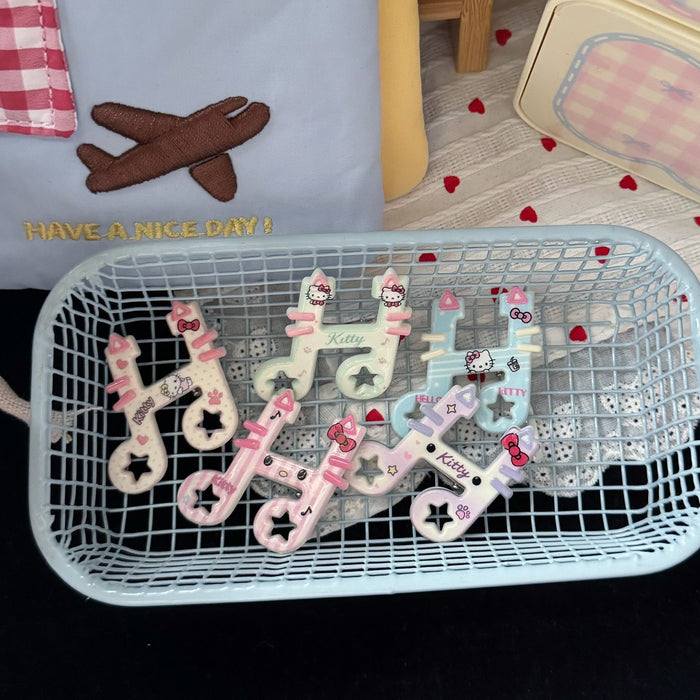 Wholesale Cat Music Note Duckbill Hair Clips For Girls Cute Pink Resin Hair Accessory Trendy Fashion Gift