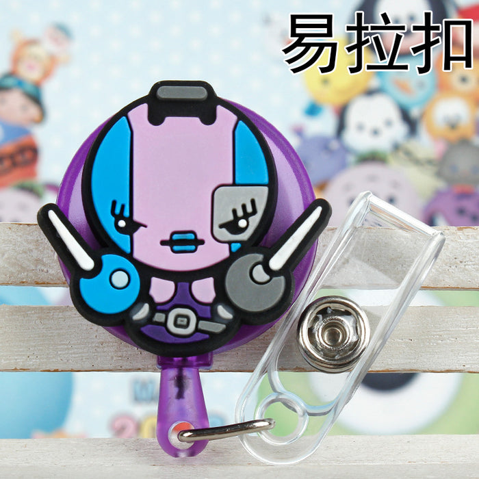 Wholesale Cartoon Badge Scroll Retractable Plastic Keychain JDC-KC-LuoKe002