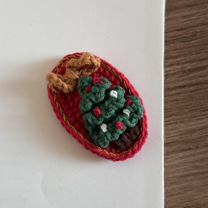 Wholesale Handmade Christmas Tree Dot Wool Hair Clips For Kids Holiday Everyday Styling Hair Accessory