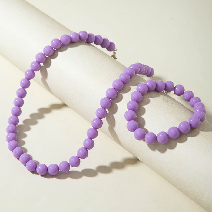 Wholesale Dopamine Candy Color Acrylic Beaded Necklace and Bracelet Set Jewelry Accessory MOQ≥5