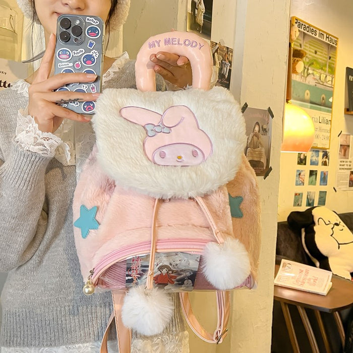 Wholesale Cute plush flip backpack with large capacity, cute backpack, cartoon casual backpack