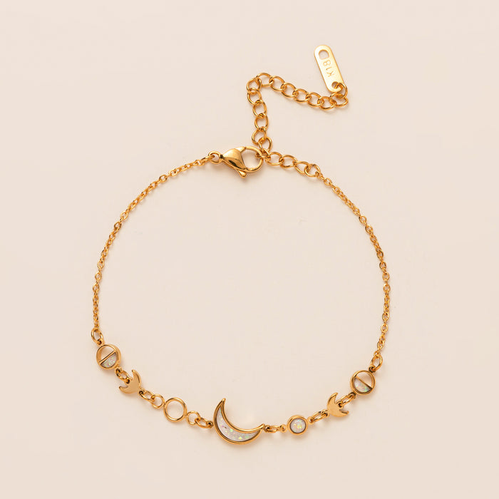 Wholesale Stainless Steel Moon Crescent Gold Plated Bracelet