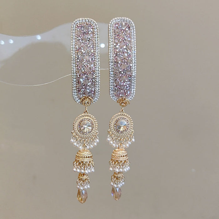 Wholesale women's pink rhinestone tassel hair clip