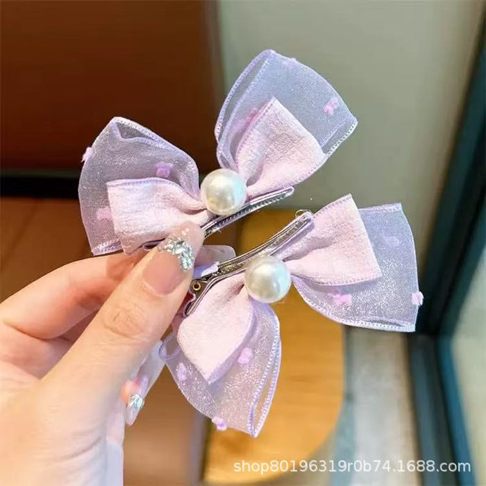 Wholesale Children' s Cloth Strawberry Hair Clips Pink 2-Piece Set Cute Hair Accessory