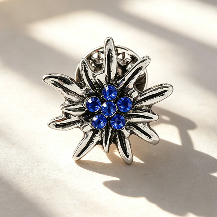 Wholesale Trendy Retro Edelweiss Brooch Rhinestone Flower Pin Alloy Bag Charm DIY Accessory