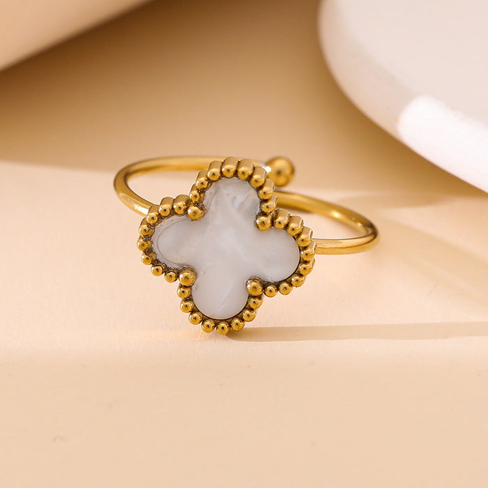 Wholesale Four-Leaf Ring for Women,  New Adjustable Opening,  Small,  Fresh and Compact Design Jewelry