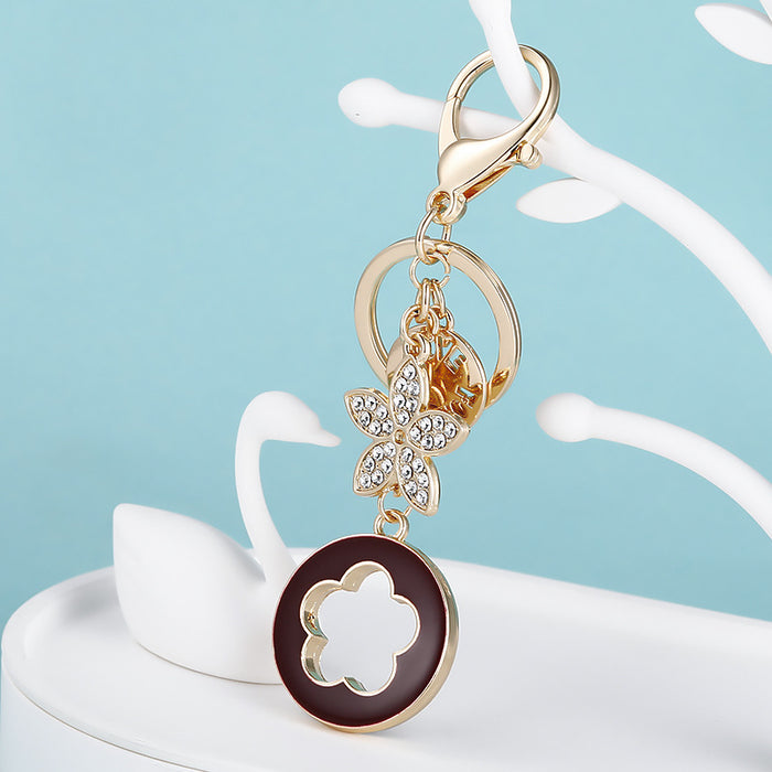 Wholesale Diamond Oil Drop Clover Alloy Keychain JDC-KC-CH115